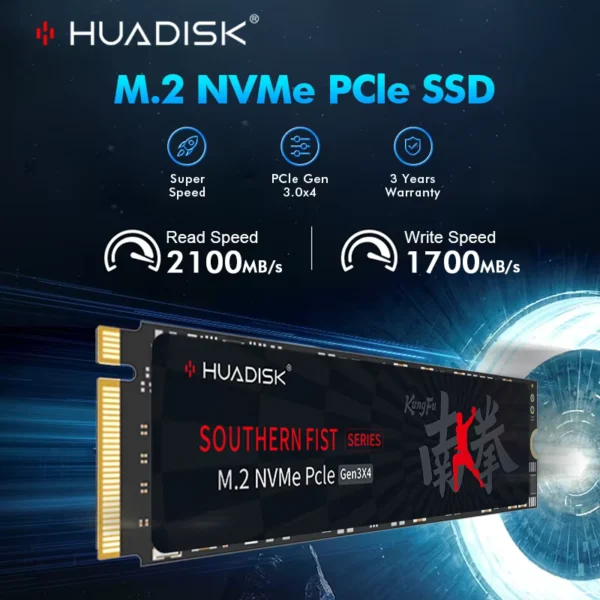 HUADISK M.2 NVMe PCIe Gen3 SSD 128GB-1TB Internal Drive
