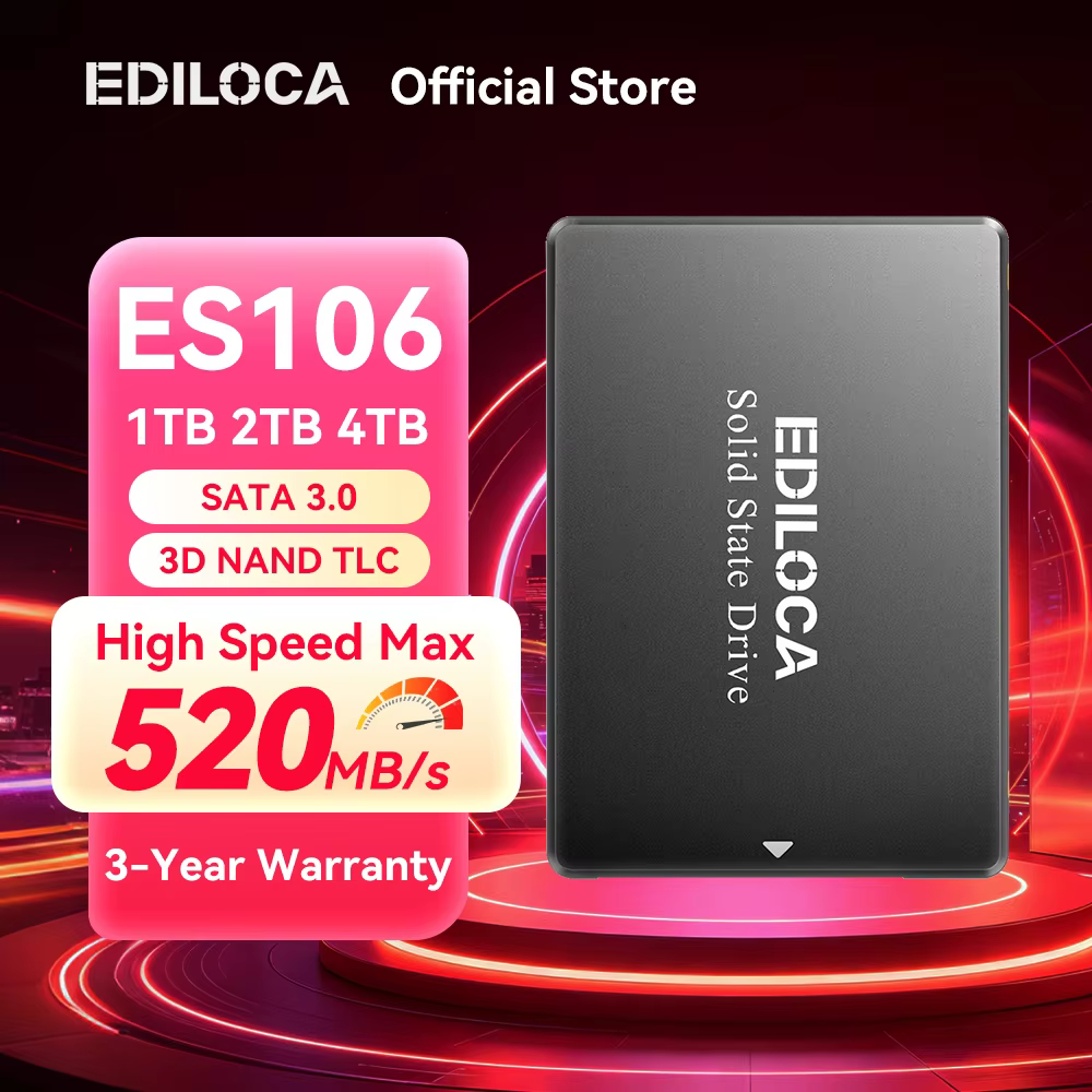 Ediloca ES106 2.5" SATA III SSD 128GB–4TB TLC Flash