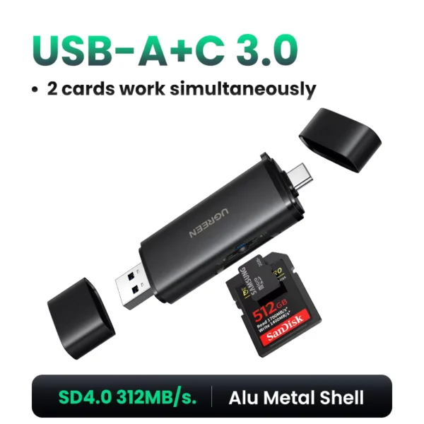 UGREEN USB-C SD 4.0 Card Reader with Multi Slot