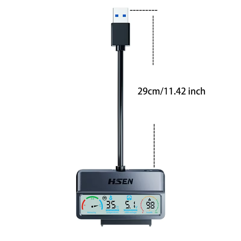 USB 3.2 to SATA Adapter Cable with Smart LCD Display