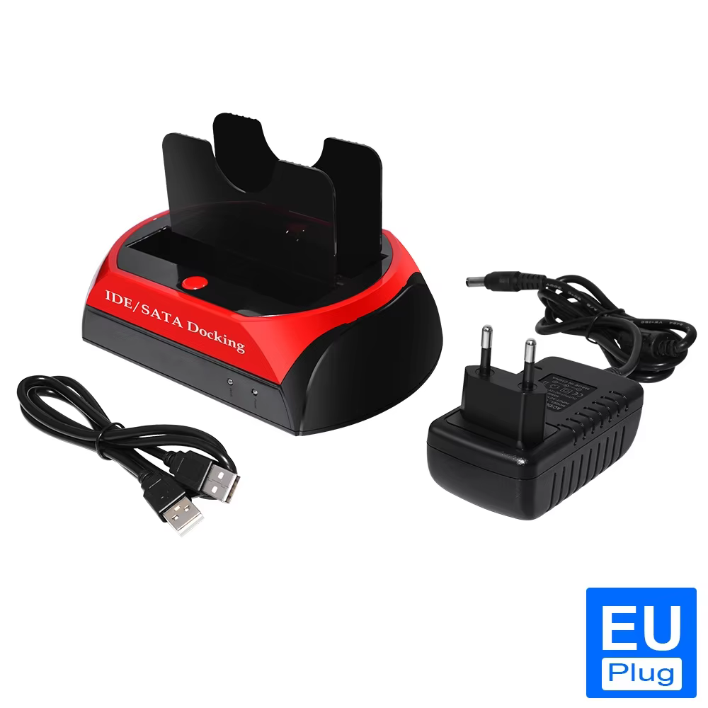 USB 2.0 IDE & SATA Dual Bay HDD Dock with Card Reader