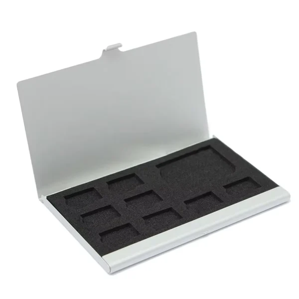 Portable Aluminum Case for 1 SD & 8 Micro SD Cards