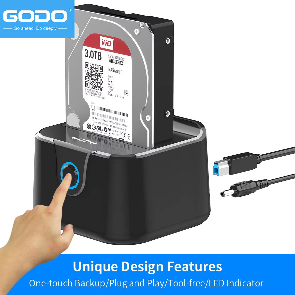 GODO 2.5/3.5 Inch HDD SSD SATA Docking Station USB 3.0