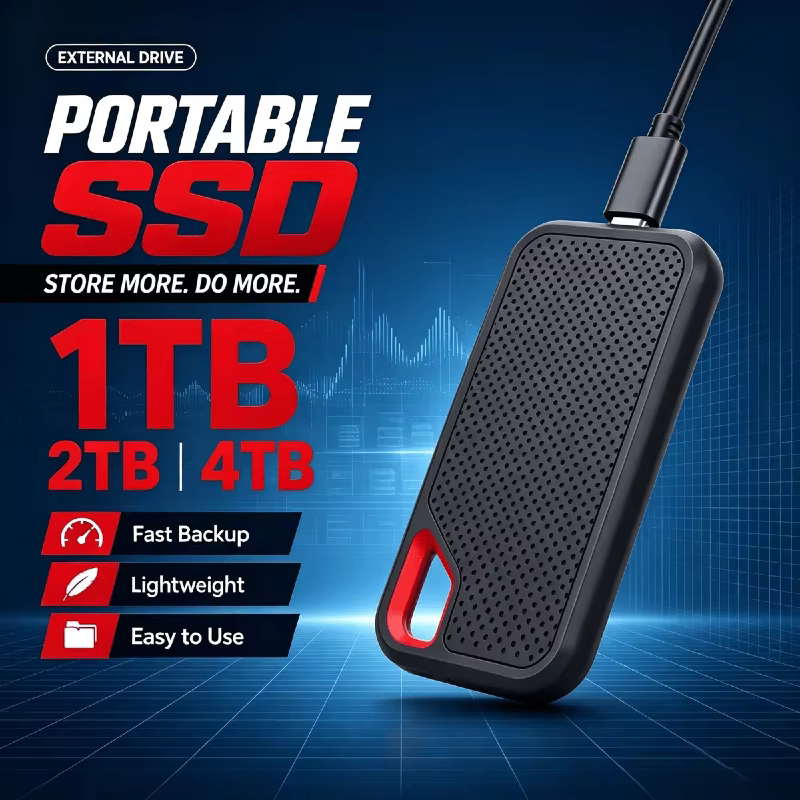 High-Speed 1TB-4TB Portable External SSD USB 3.1 Storage