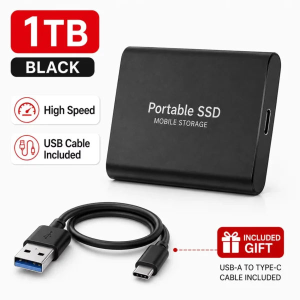 Portable External SSD 1TB-16TB USB 3.0 Type-C Storage