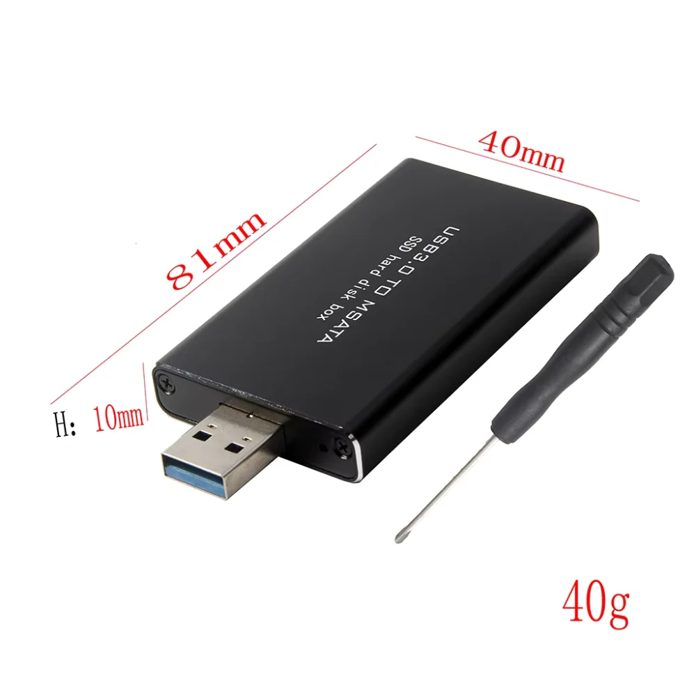 USB 3.0 to mSATA SSD Aluminum Enclosure Adapter