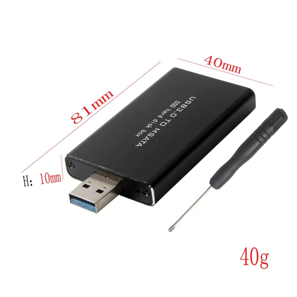 USB 3.0 to mSATA SSD Aluminum Enclosure Adapter