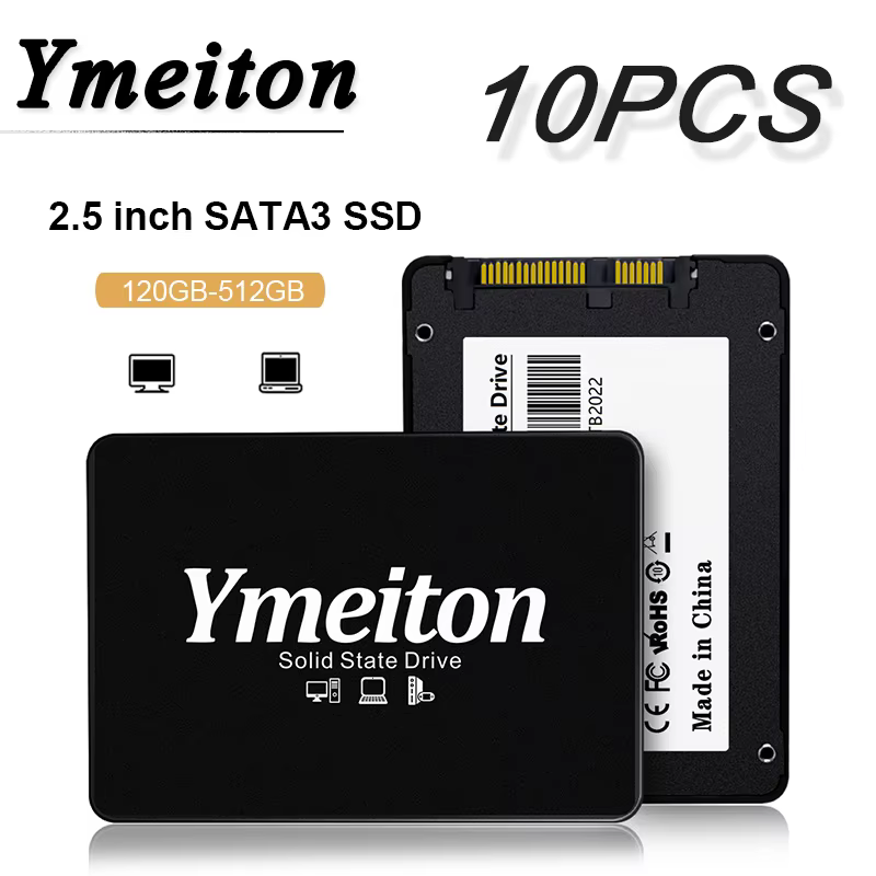 Ymeiton 10PCS SATA III 2.5" SSDs 120GB-512GB TLC Flash