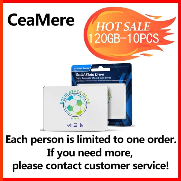 Ceamere 2.5" SATA III SSD 120GB 5-Pack for Laptop & Desktop