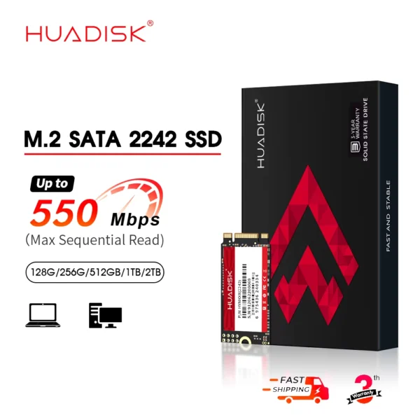 HUADISK M.2 SATA 3 2242 SSD 128GB-2TB Internal Drive