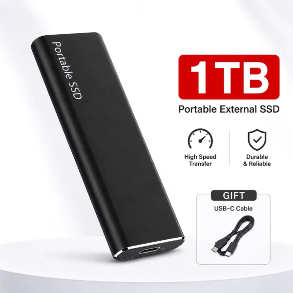 Slim 1TB Portable External Hard Drive USB-C