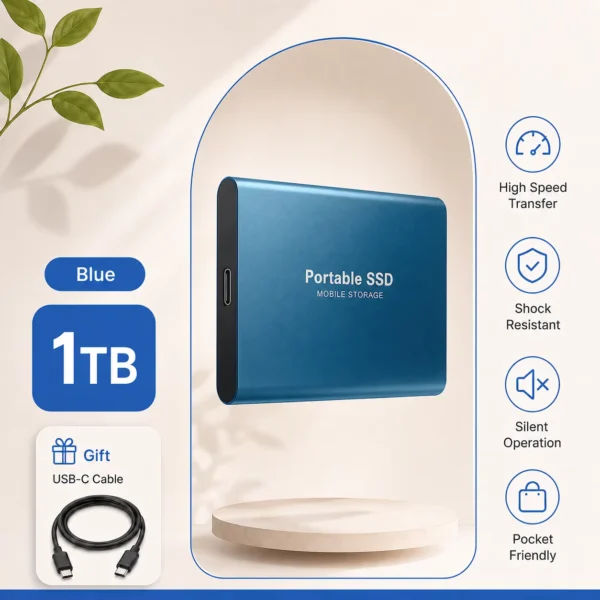 Shockproof 1TB-4TB USB-C External SSD for Laptop Mac