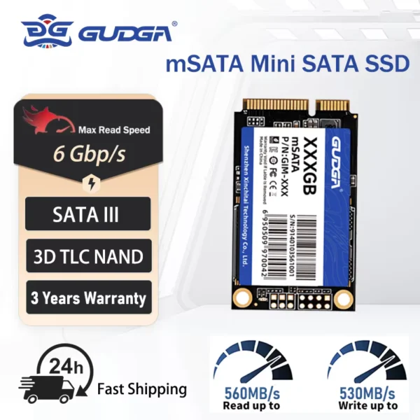 GUDGA mSATA SSD 64GB-2TB SATA III Internal Drive