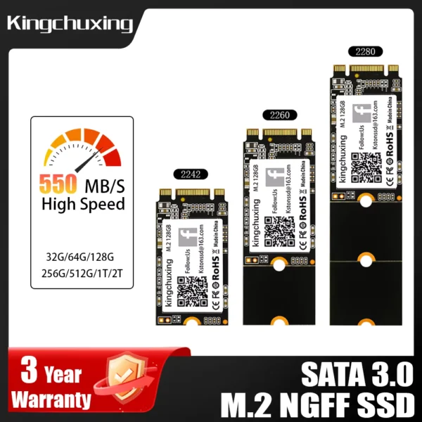 Kingchuxing M.2 NGFF SATA III SSD Up to 2TB Storage