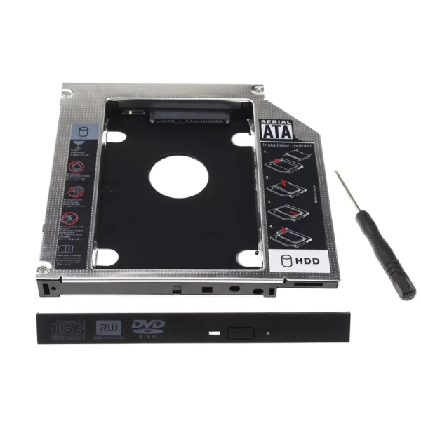 12.7mm Aluminum SATA to SATA 2nd HDD Caddy for Laptops