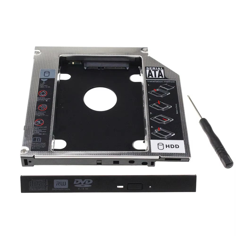 12.7mm Aluminum SATA to SATA 2nd HDD Caddy for Laptops