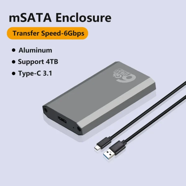 KEBIDUMEI mSATA to USB 3.1 Gen2 SSD Enclosure 10Gbps