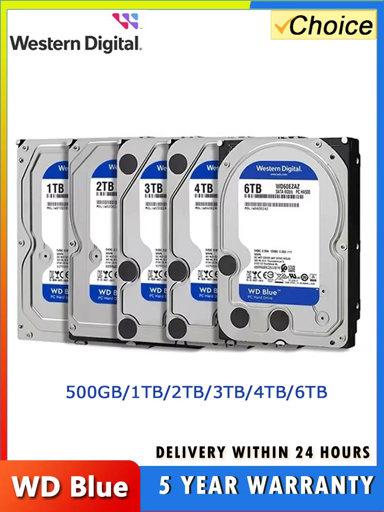 WD Blue SATA III 3.5" HDD - 500GB to 6TB for Desktop