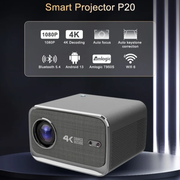 Android 13 Ultra HD 1080P Portable Projector Gray