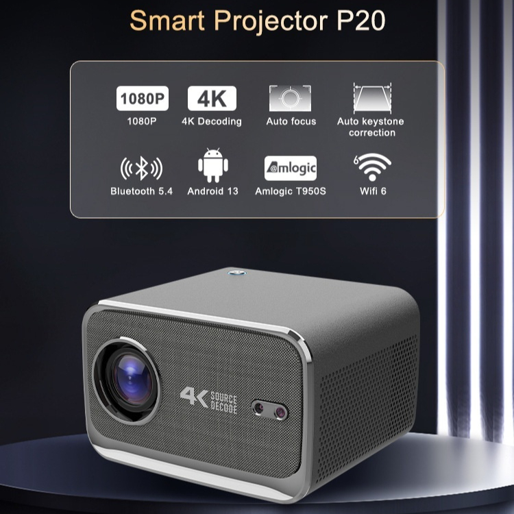 Android 13 Ultra HD 1080P Portable Projector Gray