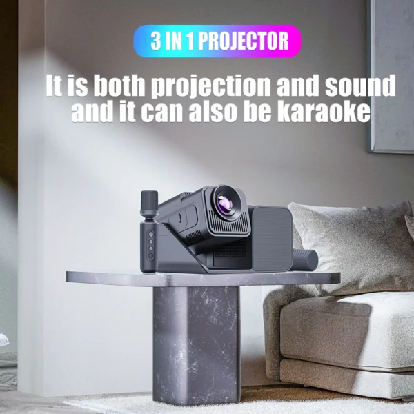 Three-in-One Karaoke Projector with Microphone Black