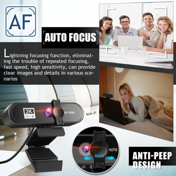 Beauty 4K Auto Focus USB Live Webcam with Microphone