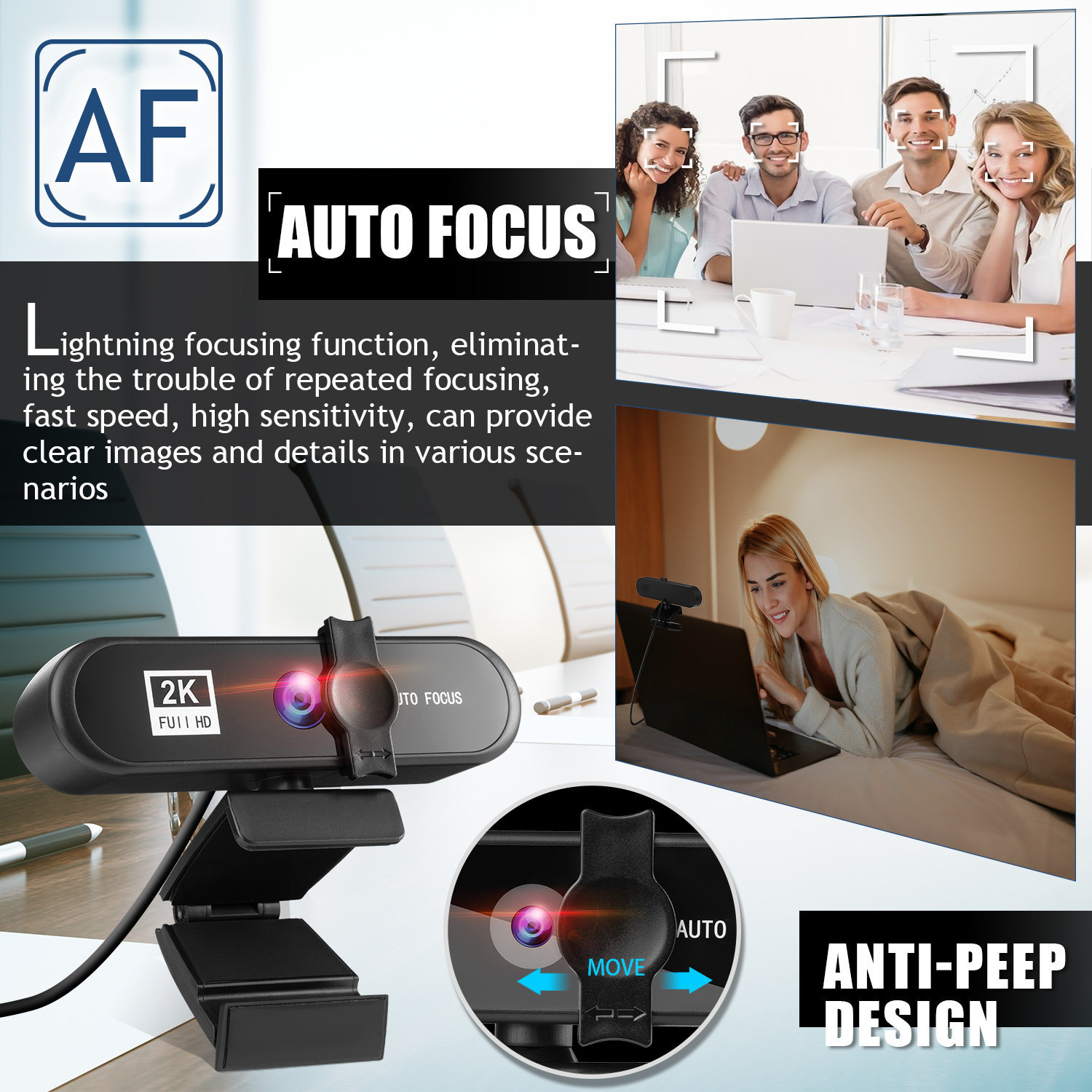 Beauty 4K Auto Focus USB Live Webcam with Microphone
