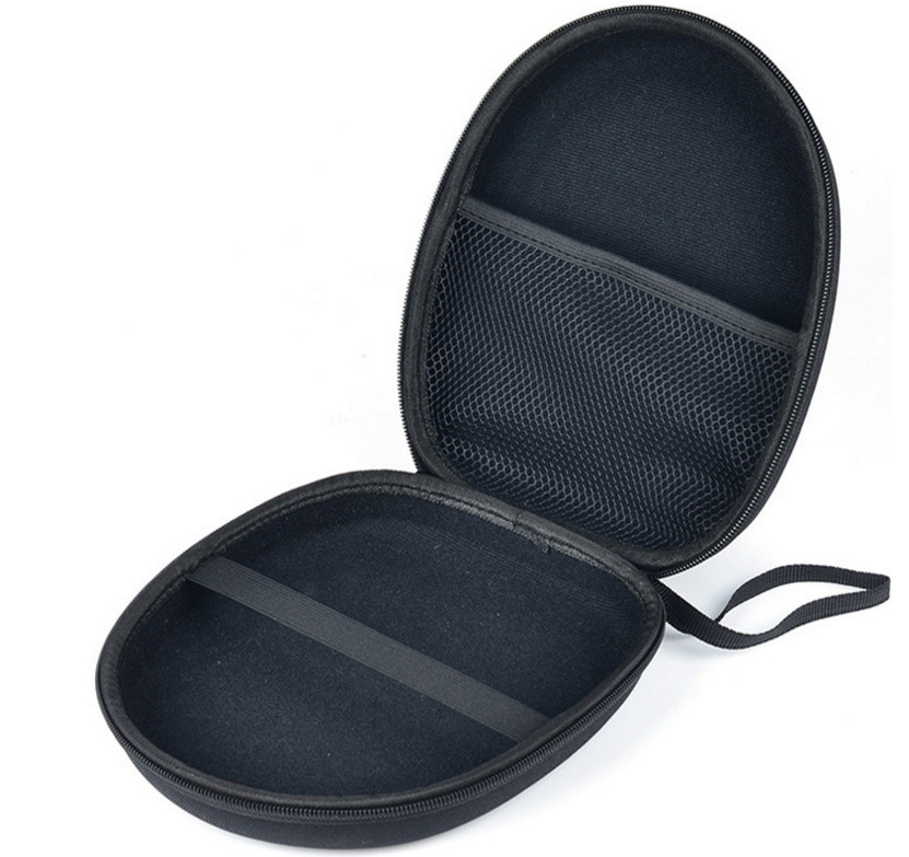 Large Black Earphone Storage Bag with EVA Protection