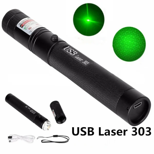 USB Rechargeable Laser Torch with Green Red Blue Light