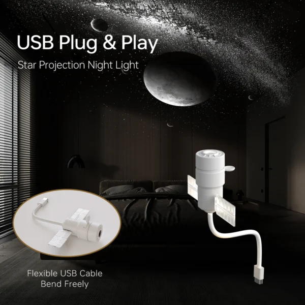 360° Rotatable USB Star Projector Night Light