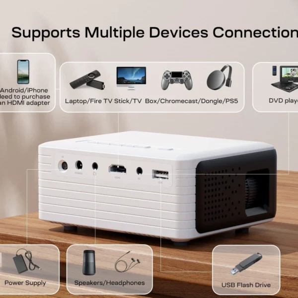 WIFI Wireless Bluetooth Projector 720p HD Smart Android