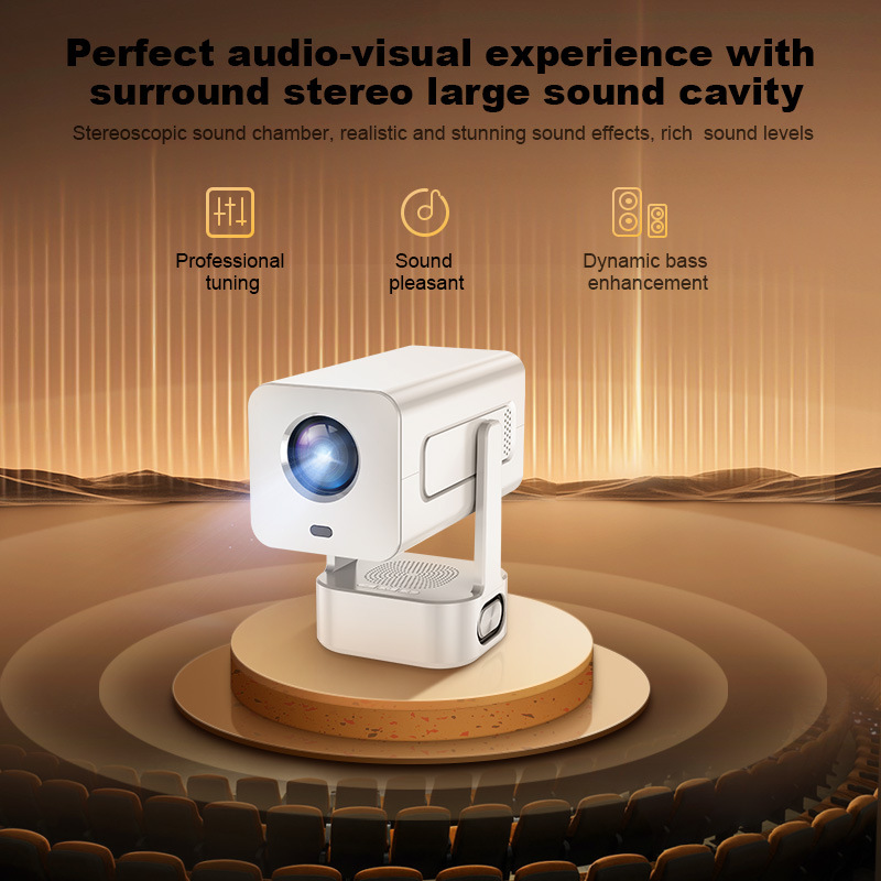 Home Portable HD 4K Bedroom Projector with Built-in Speaker
