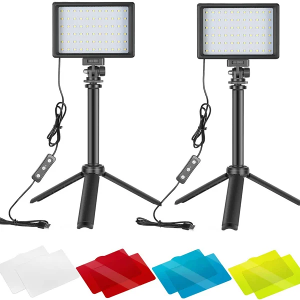 Neewer 2-Pack Portable LED Photography Lights with Tripod