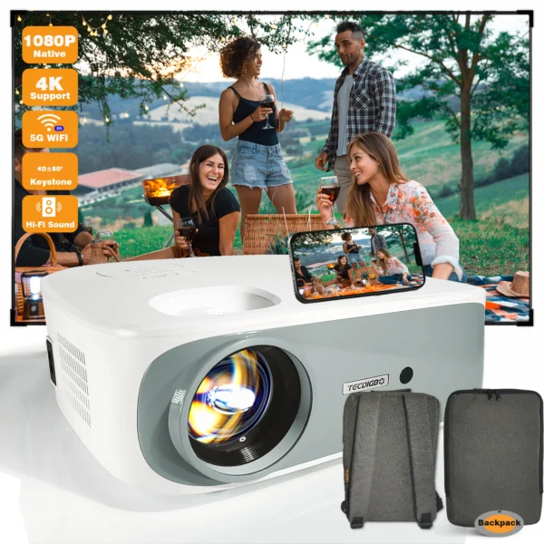 4K Bluetooth Projector 1080P with 4D Keystone Correction