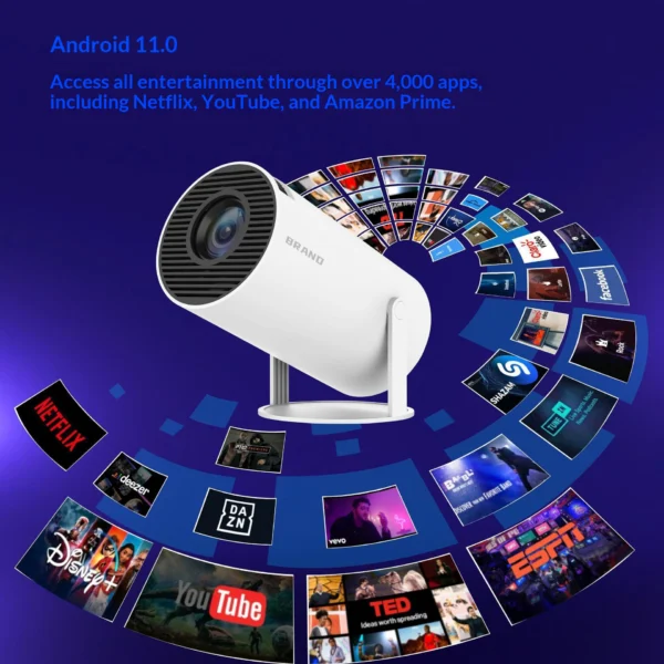 HY300 Mini Smart Home Projector 720p 37W Brightness