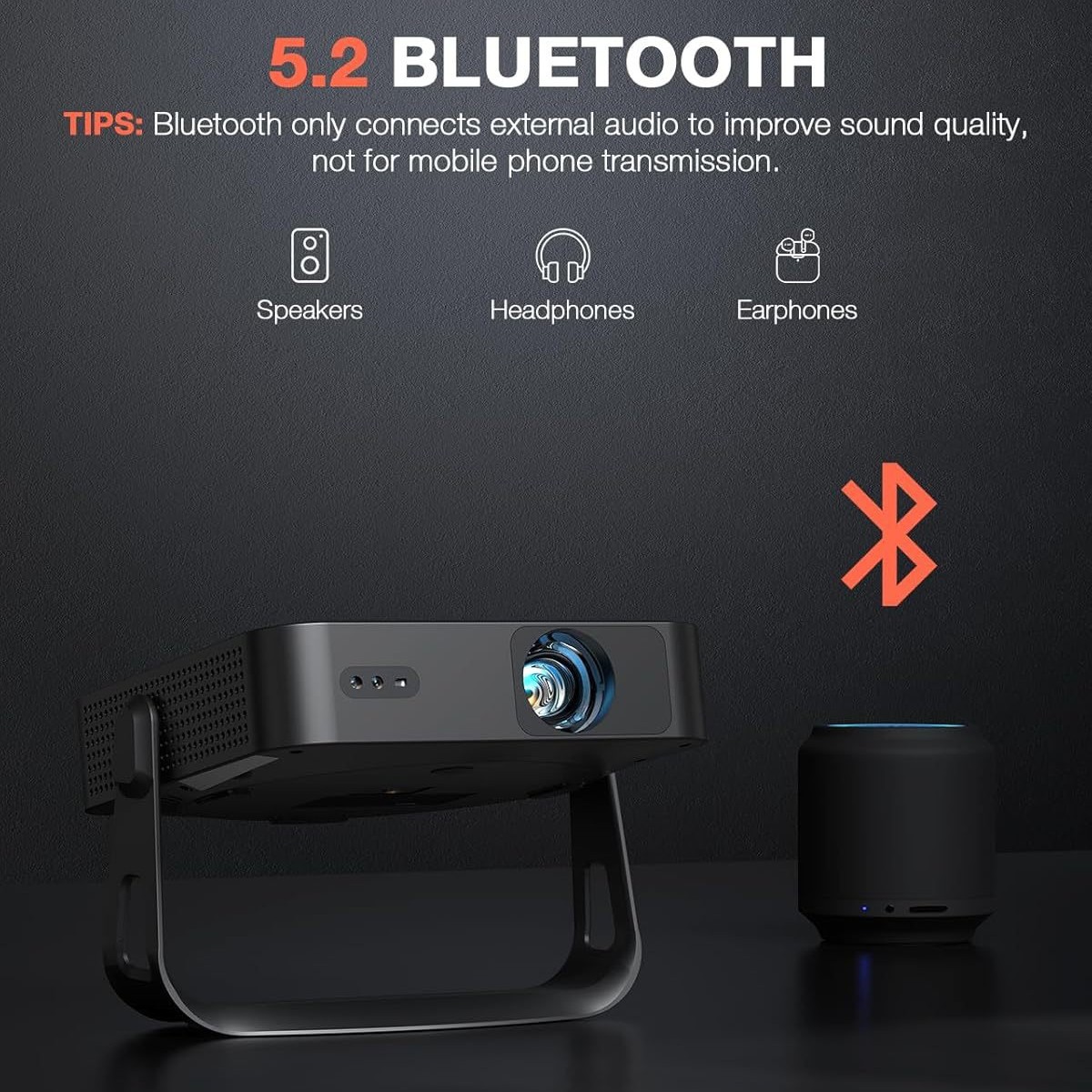 Smart HD Projector With PTZ Autofocus 1080p Bright