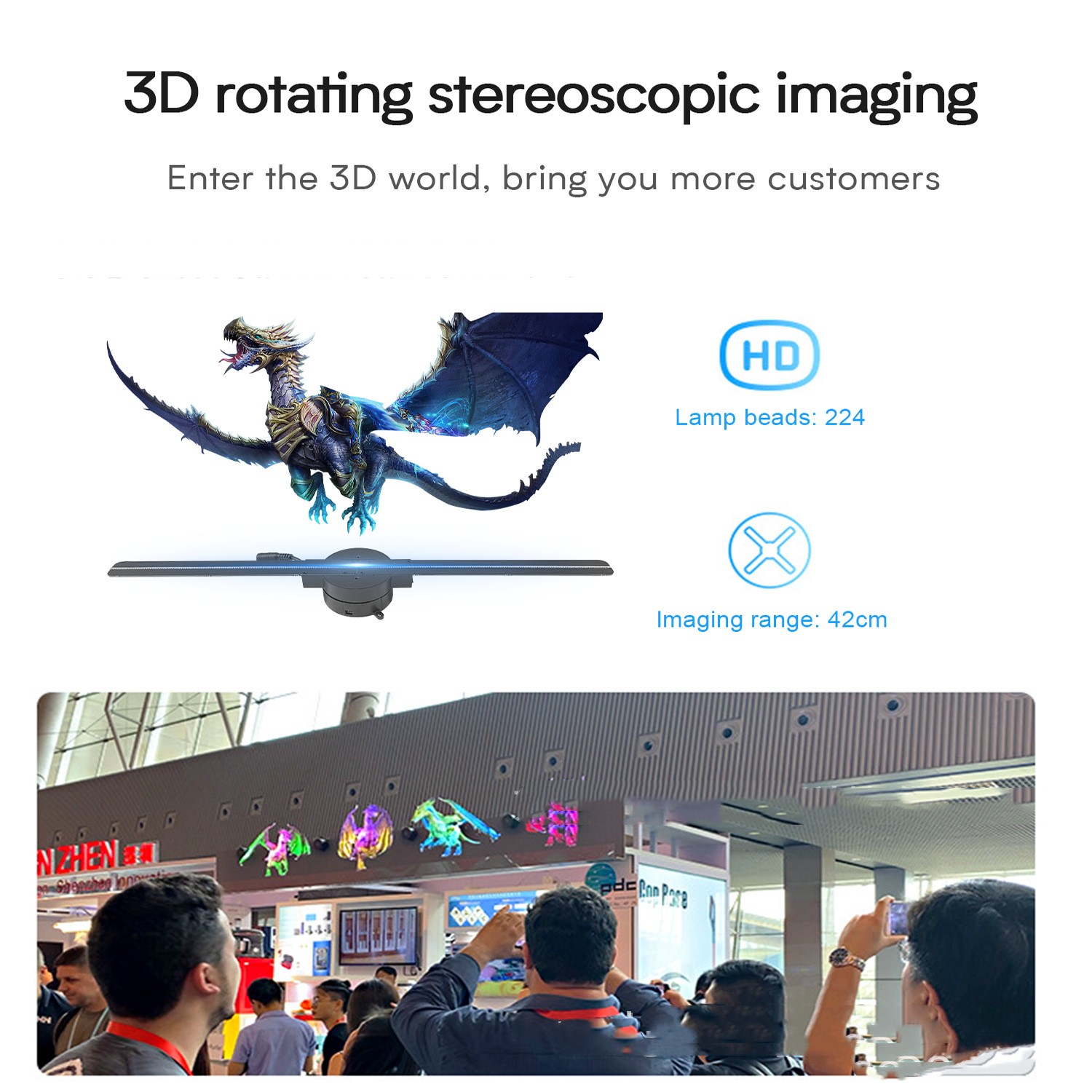Naked Eye 3D Rotating Stereo Projector Display Machine