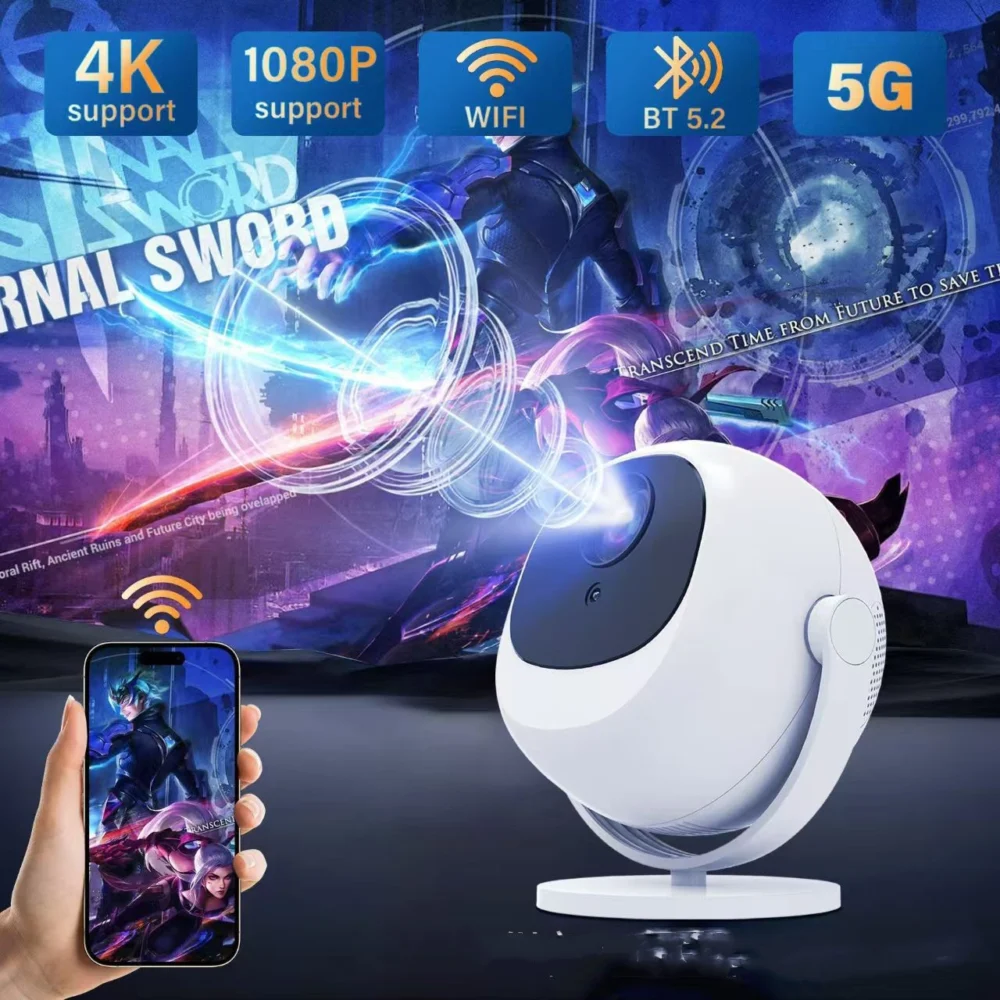 Smart Projector Android 11 with Electric Focus & Bluetooth