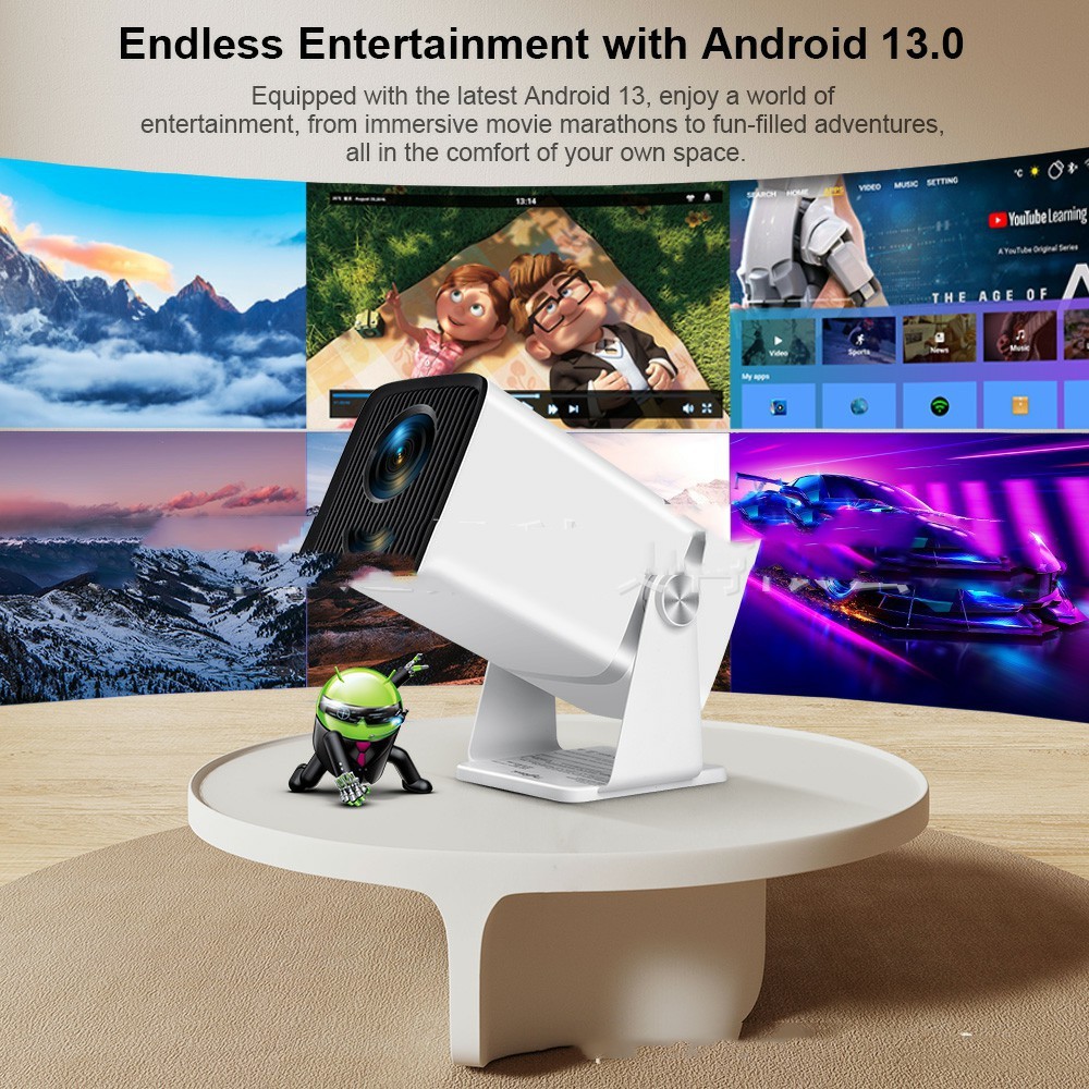 4K Full HD Portable Home Projector with Android 13 OS