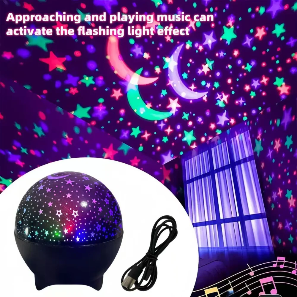 Multicolor Starry Moon Projection Lamp for Kids