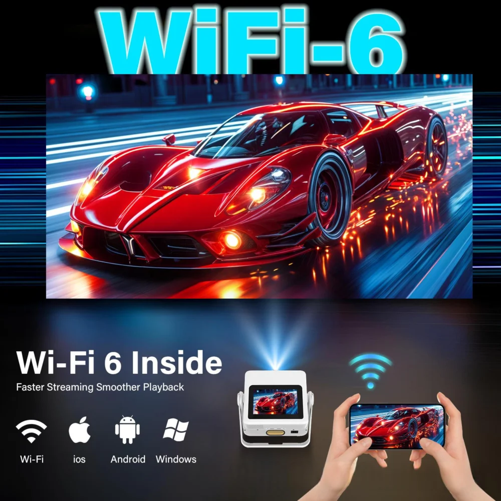 Touch-Enabled 1080p Projector with Gimbal Tablet Speaker