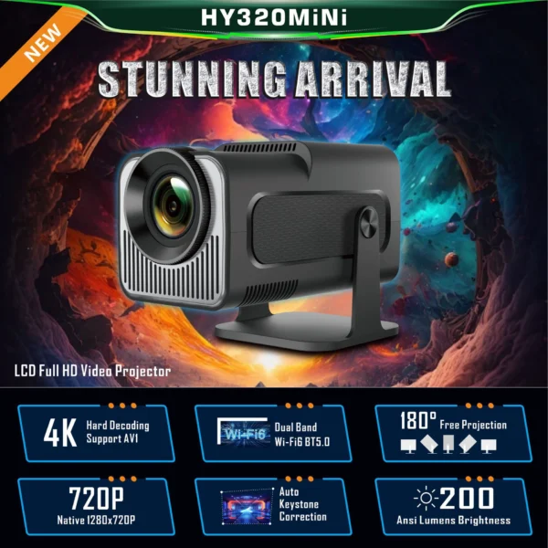 HY320 Mini Projector 720P Android System Portable