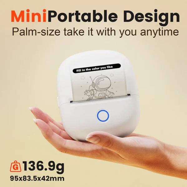 Portable Thermal Label & Sticky Note Printer USB Bluetooth