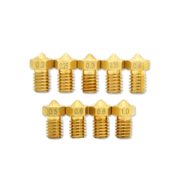Brass 3D Printer Nozzle M6 Thread 0.2-0.8 mm