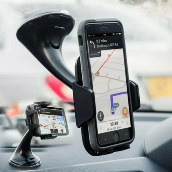Universal Car Phone Holder with Adjustable Mount and Suction Pad