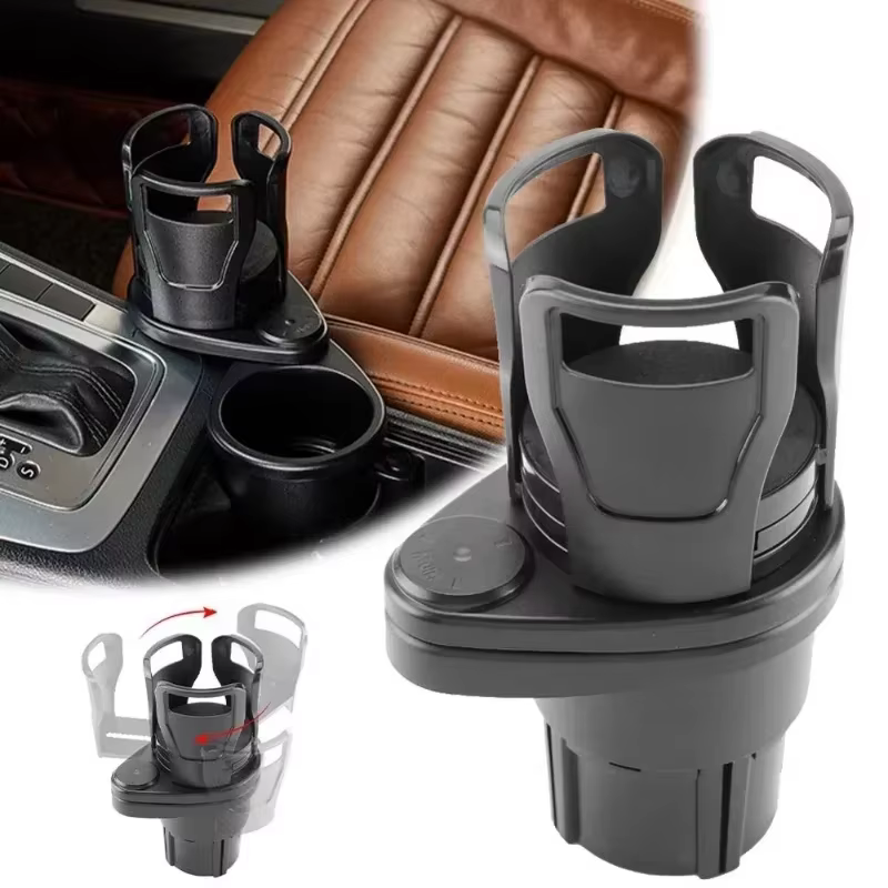 Adjustable Dual Car Cup and Phone Holder with 360° Rotation