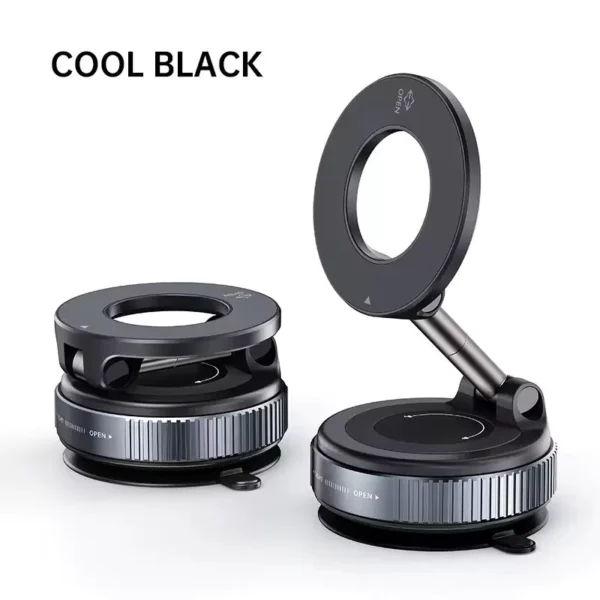 Magnetic Car Phone Holder with Vacuum Suction and 360° Rotation