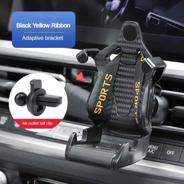 Adjustable Racing Seat Design Car Phone Holder with Suction Cup