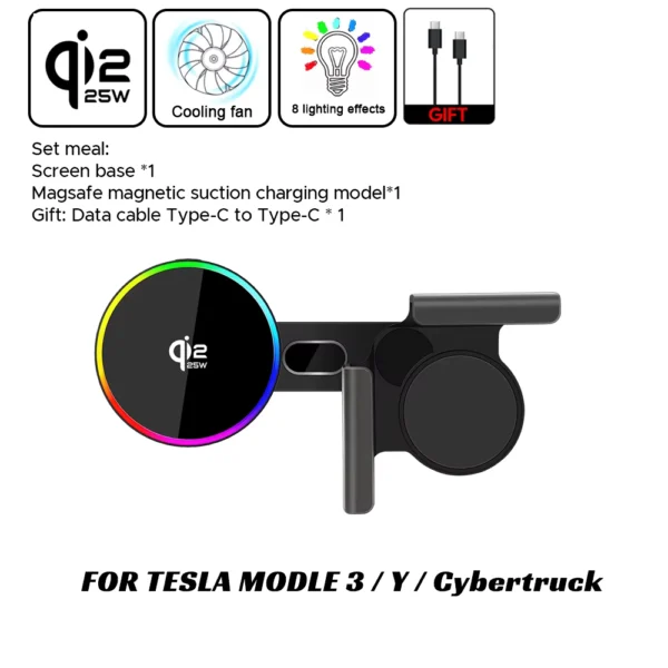 25W Magnetic Wireless Car Charger for Tesla Model 3/Y
