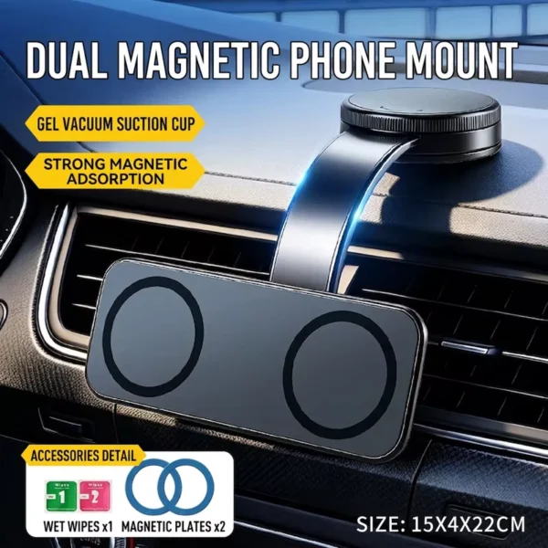 MagSafe Dual Magnetic Rotatable Car Phone Holder Stand